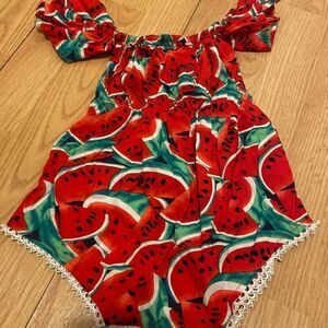 Girls watermelon boutique romper 3t f02